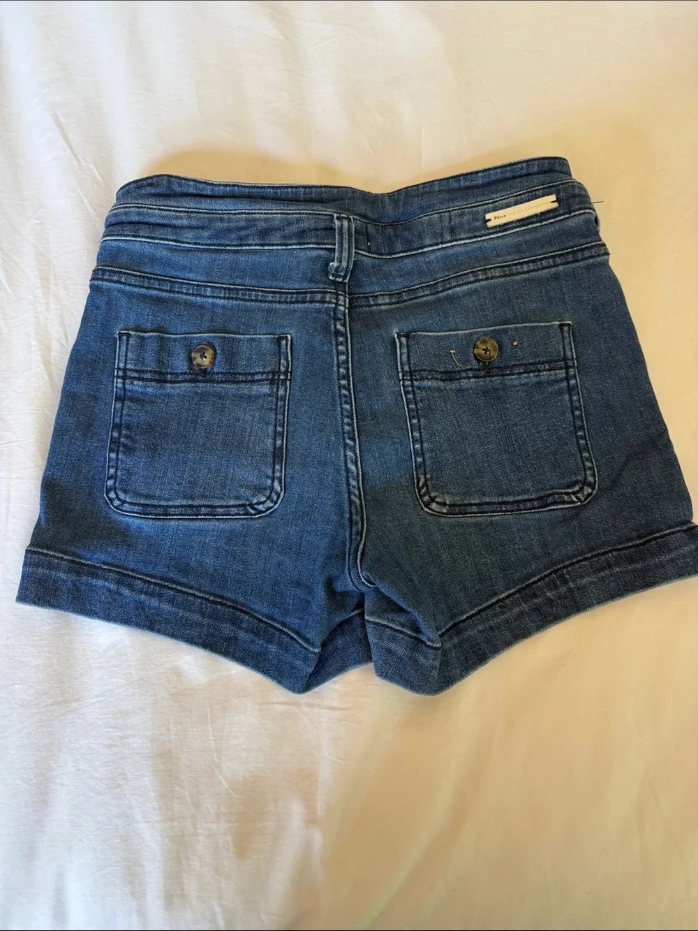 Pilcro and the Letterpress Indigo High-Rise Button-Fly Denim Shorts